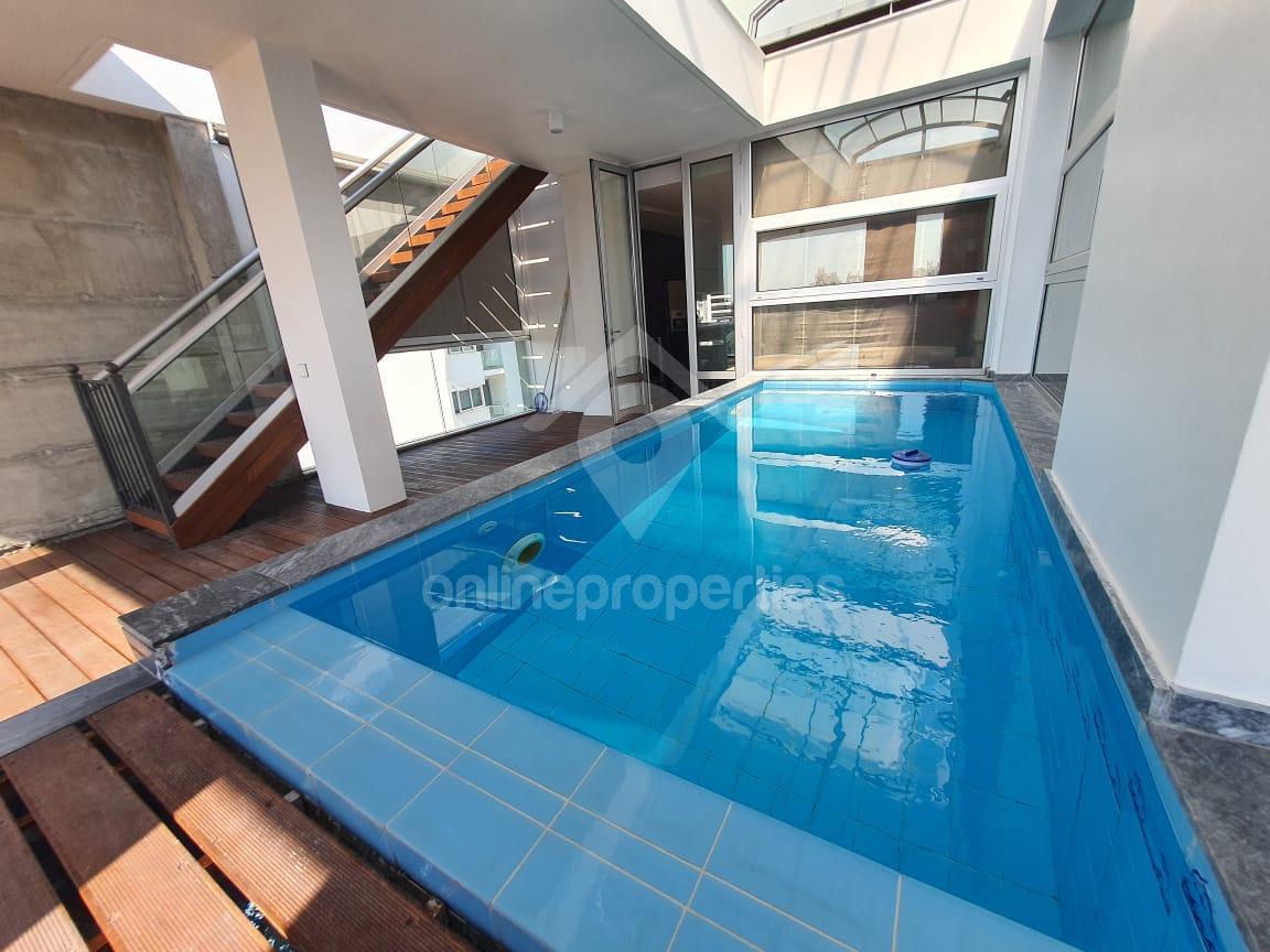 One of a kind, luxury top floor 3bedroom plus a service room, with a private swimming pool,partly furnished